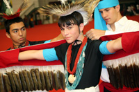 Colonneh Lodge dancer preparing for the performance